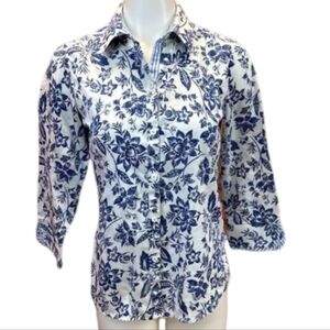 Foxcroft Women's 3/4 Sleeve Mixed Pattern Blouse